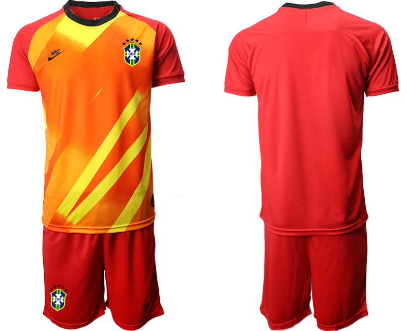 Men 2020-2021 Season National team Brazil goalkeeper red Soccer Jersey->brazil jersey->Soccer Country Jersey